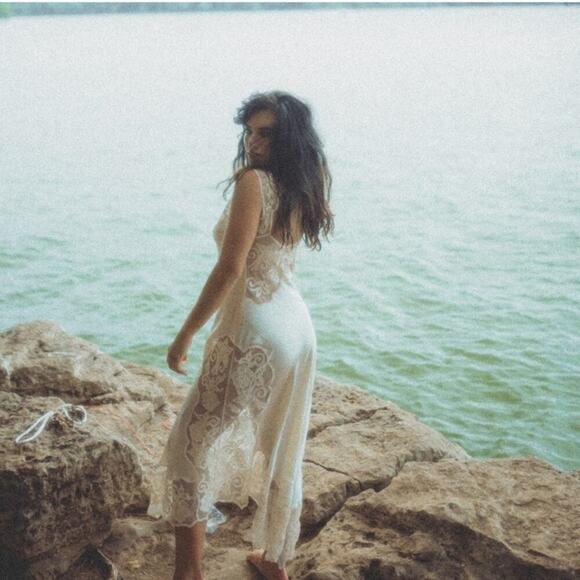 Ulla Johnson Kaia Cowrie Sheer Silk Lace Sleeveless Midi Dress Bride Bridal - Picture 7 of 14